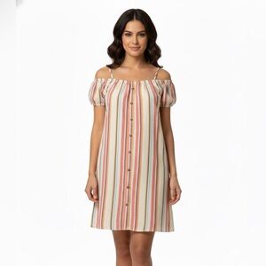 Speed Control Women's Dress Off Shoulder Spring/Summer Striped Linen Like Size M